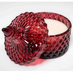 Vasetto in vetro con cera - 8,5x10 Cm / Rosso scuro