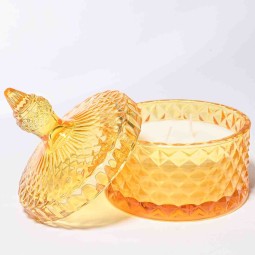 Vasetto in vetro con cera - 10,5x13 Cm / Giallo