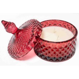 Vasetto in vetro con cera - 10,5x13 Cm / Rosso scuro