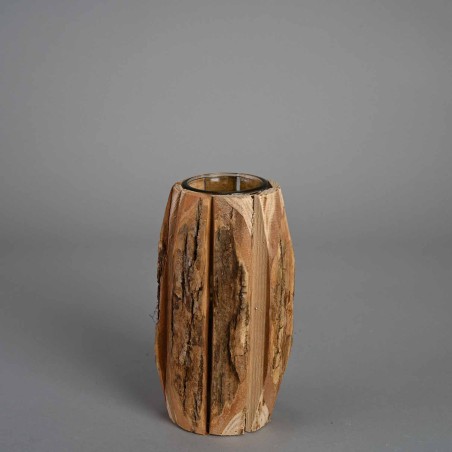 Portacandela in legno - 12x23 Cm / Naturale