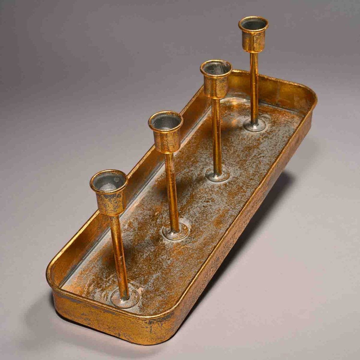 Portacandela in metallo oro - 38,5x12,5x13 Cm