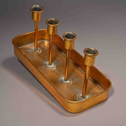 Portacandela in metallo oro - 28,5x12,5x13