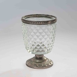 Porta tealight in vetro a forma di coppa -Trasparente