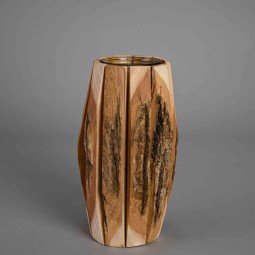 Portacandela in legno - 14x30 Cm / Naturale