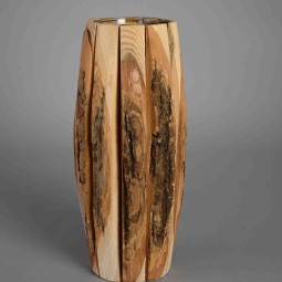 Portacandela in legno - 14x37 Cm / Naturale