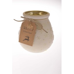 Porta tealight - 10x10,5 Cm / Bianco seta