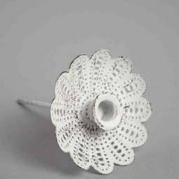 Portacandela in metallo - 7,5 Cm / Bianco