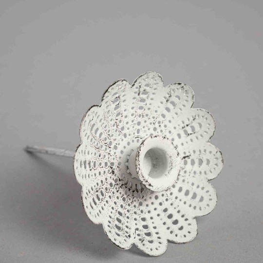 Portacandela in metallo - 7,5 Cm / Bianco