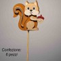 Scoiattolo su pick 6 PZ - 6,5 Cm / Marrone