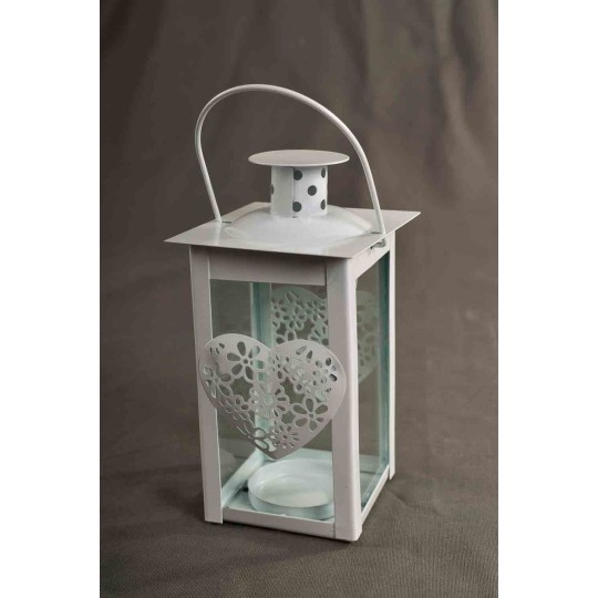 Lanterna in metallo con intaglio cuore - 2 Altezze - H 14 cm