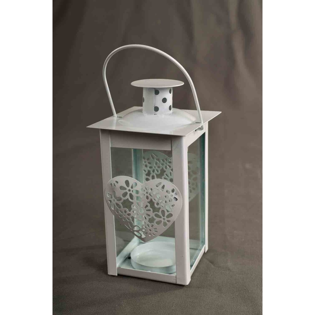 Lanterna in metallo con intaglio cuore - 2 Altezze - H 14 cm