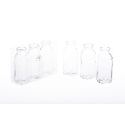 Vaso in vetro set 3 bottiglie h 10,5 cm d 5 cm bottle Sandra Rich in vari colori - Trasparente