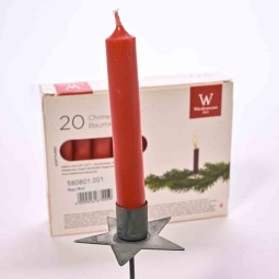 Candele stelo per Albero 20 PZ - 12,8x96 Mm / Rosso