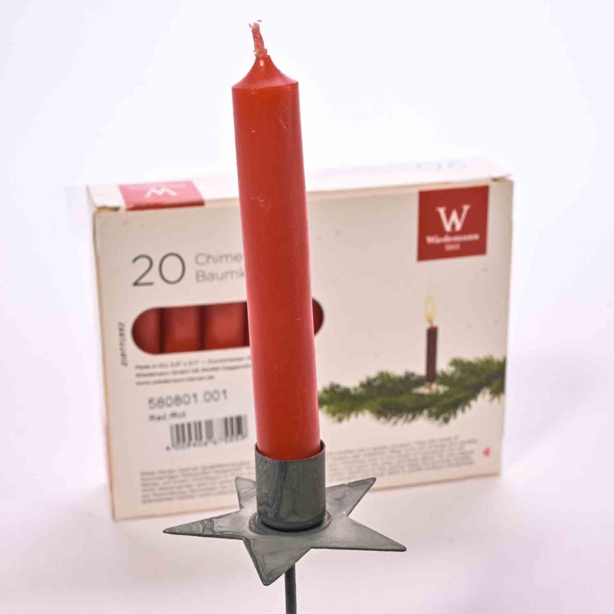 Candele stelo per Albero 20 PZ - 12,8x96 Mm / Rosso