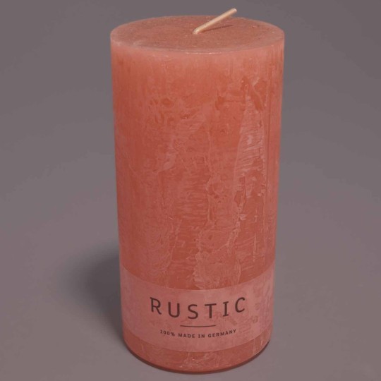 Moccolo candela rustico  - 70x140 Mm / Corallo