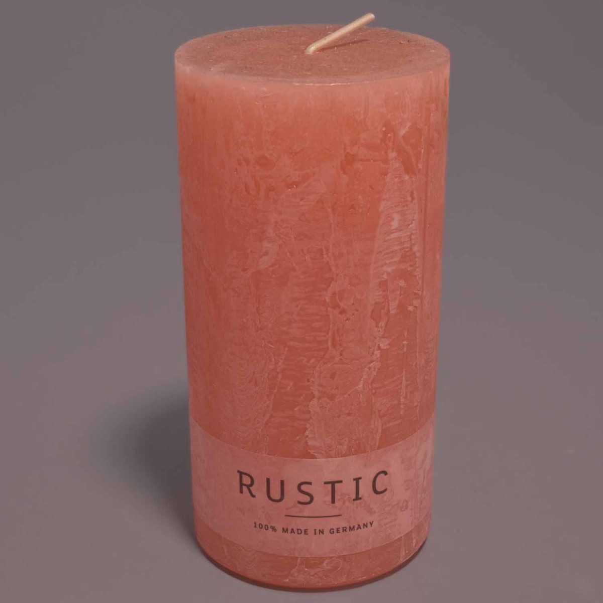 Moccolo candela rustico  - 70x140 Mm / Corallo