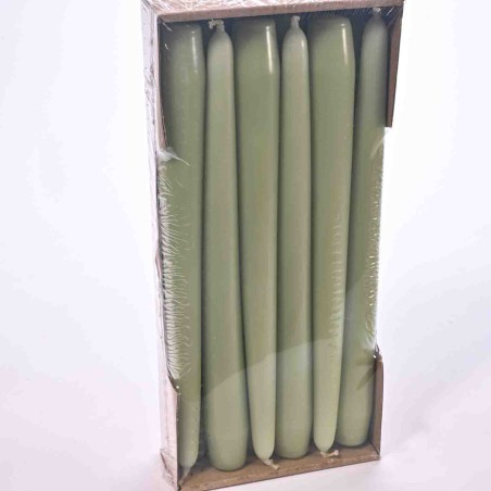 Candele coniche 12 PZ - 25x250 Mm / Verde Aloe