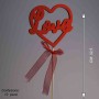 Cuori legno "Love" su pick 12 PZ - 32,5 Cm / Rosso