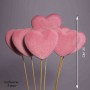 Cuore velluto su pick 6 PZ - 8,5 Cm / Rosa