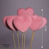 Cuore velluto su pick 6 PZ - 8,5 Cm / Rosa