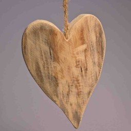 Cuore legno da appendere - 9x12,5 Cm / Naturale