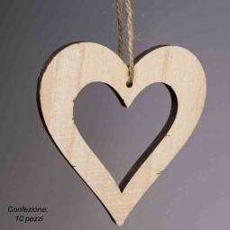 Cuori in legno 10 PZ - 10x10 Cm / Naturale