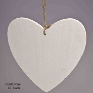 Cuori in legno 10 PZ - 14,5x15,5 Cm / Bianco