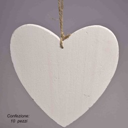 Cuori in legno 10 PZ - 14,5x15,5 Cm / Bianco