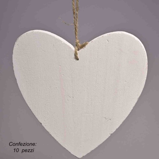 Cuori in legno 10 PZ - 14,5x15,5 Cm / Bianco