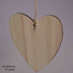 Cuori in legno 10 PZ - 14,5x15,5 Cm / Naturale
