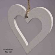 Cuori in legno 10 PZ - 10x10 Cm / Bianco