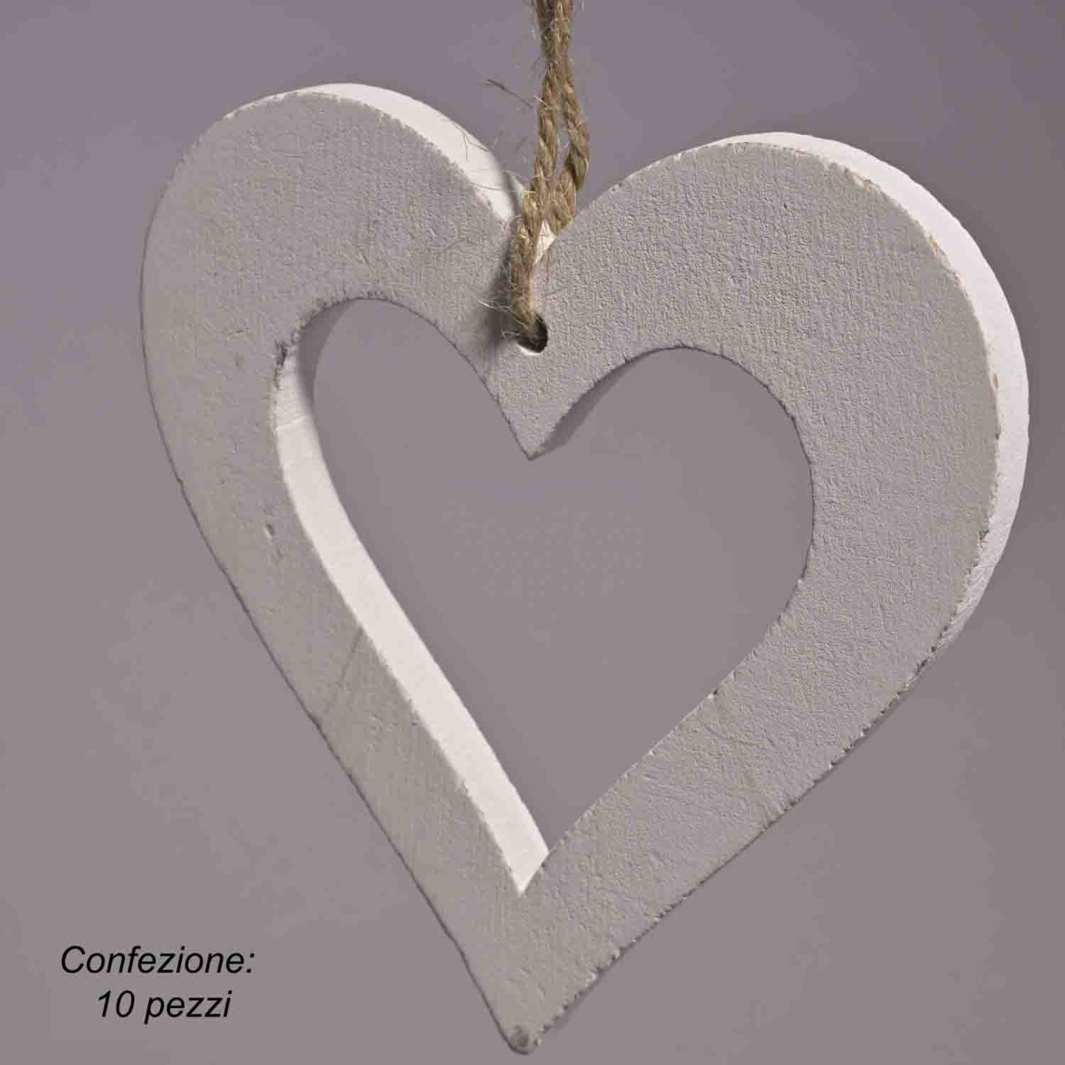 Cuori in legno 10 PZ - 10x10 Cm / Bianco