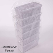 Ciotole rettangolari per loculo 6 Pezzi - 12x6x5 Cm / Bianco