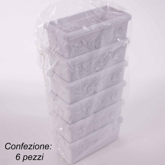 Ciotole rettangolari per loculo 6 Pezzi - 12x6x5 Cm / Bianco