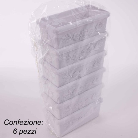 Ciotole rettangolari per loculo 6 Pezzi - 12x6x5 Cm / Bianco