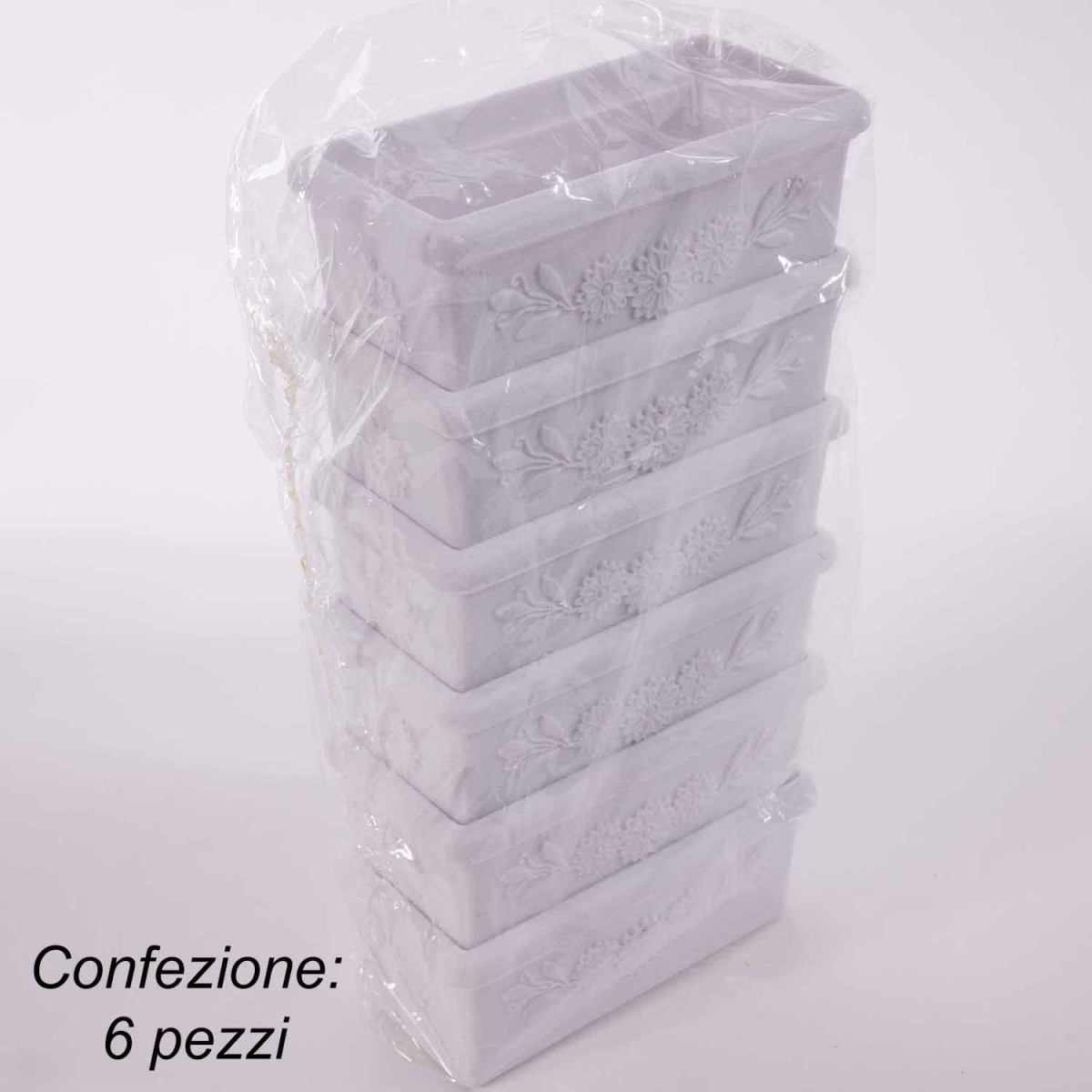 Ciotole rettangolari per loculo 6 Pezzi - 12x6x5 Cm / Bianco
