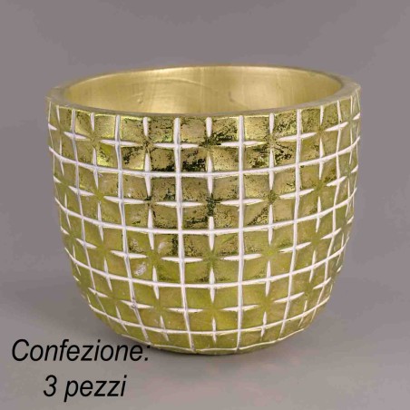 Vasi "Hanoi" 3 PZ - 17,5x14,5 Cm / Oro