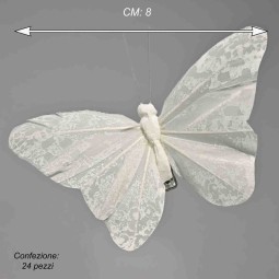 Farfalle con clip 24 PZ - 8 Cm / Bianco