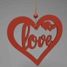 Cuore in legno "Love" - 15x13,5 Cm / Rosso