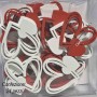 Cuori in legno 24 PZ - 4x4 Cm / Rosso e bianco