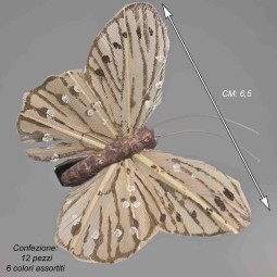 Farfalle su clip 12 PZ - 6,5 Cm / Color mix