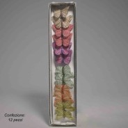 Farfalle su clip 12 PZ - 6,5 Cm / Color mix