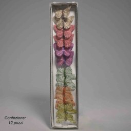 Farfalle su clip 12 PZ - 6,5 Cm / Color mix