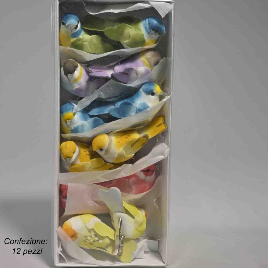 Uccellini su clip 6 PZ - 6 Cm / Mix Color