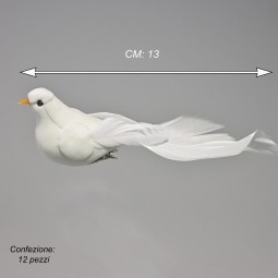 Colombe su clip 12 PZ - 13 Cm / Bianco