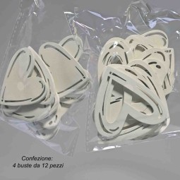 Cuori in legno 48 PZ - 5,5x5,5 Cm / Bianco