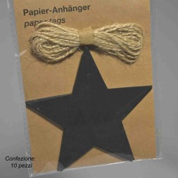 Biglietti stella 10 PZ - 10x10 Cm / Nero