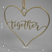 Cuore in metallo da appendere - 28x24 Cm / Assortito