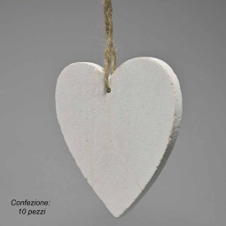 Cuori decorativi in legno 10 PZ - 10x10 Cm / Bianco