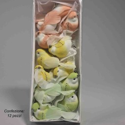 Uccellini su clip 12 PZ - 10,5 Cm / Mix Color